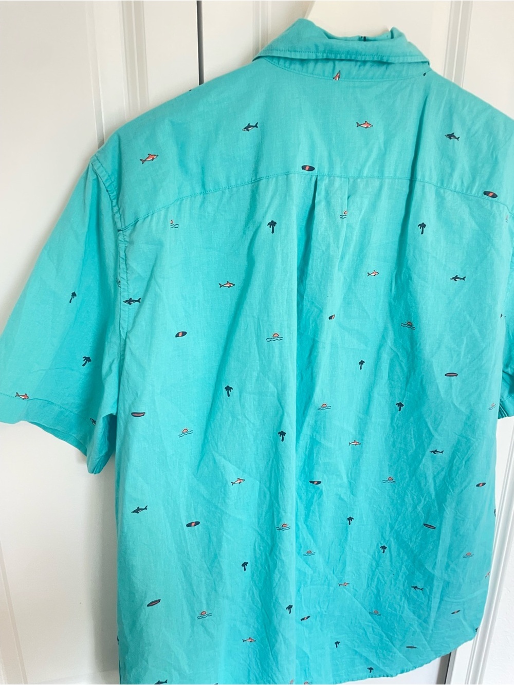 American Eagle Blue Fun Button Down Shirt - Picture 7 of 7